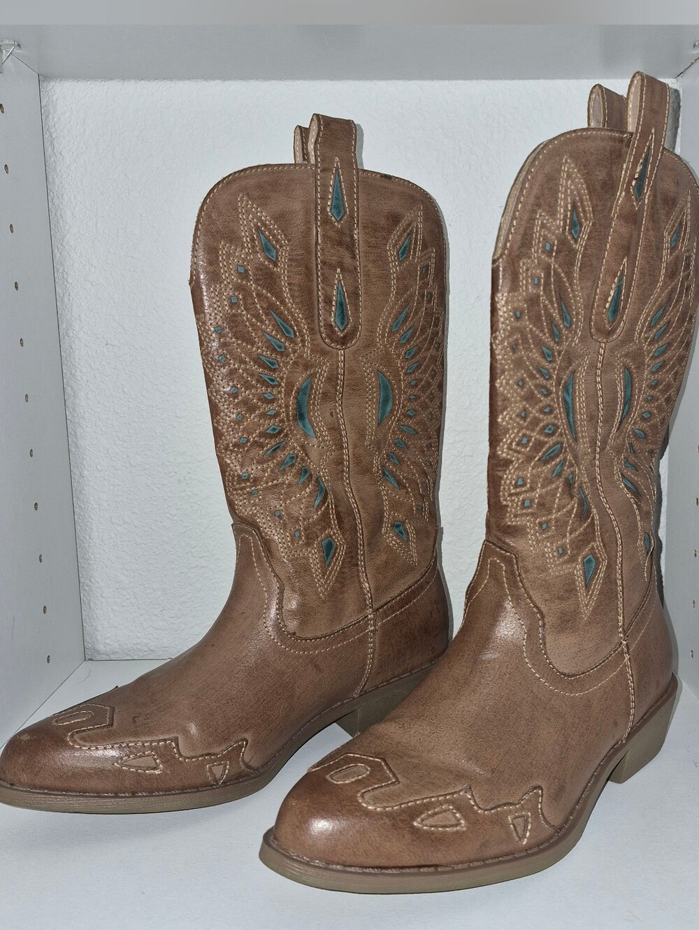 Coconuts by Matisse Brown Western Boots with Teal Stitching